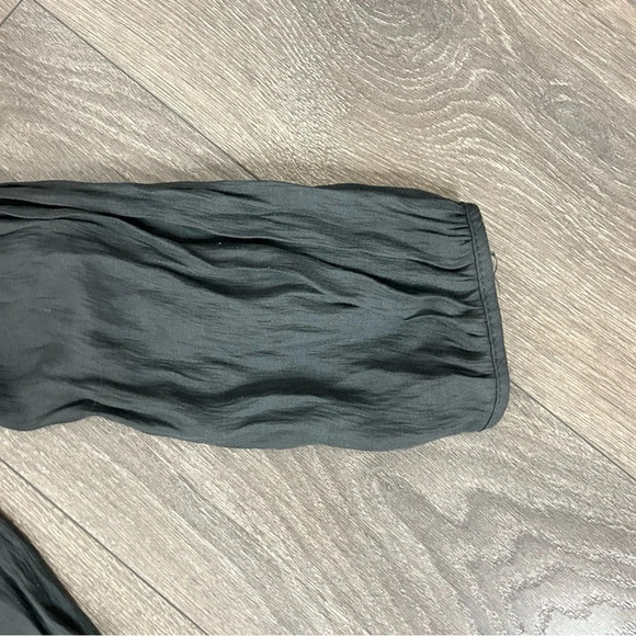 Zara Smocked Peasant Blouse Top Cropped Dark Grey Zip Size  Medium - Picture 9 of 14